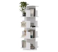 ML-Design Estantería Giratoria 360° con 4 Niveles y 16 Compartimentos, Blanca 40 x 124,5 x 40 cm Librería Independiente para Niños Organizador de Pie Mueble Multifuncional para Libros y Juguetes