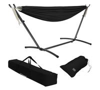 ML-Design Hamaca Doble con Estructura de Acero Negro Espacio para 2 Personas Silla Colgante XXL con Soporte y Bolsa de Transporte Incluida Balancín de Interior y Exterior Adecuado para el Jardín