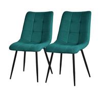 ML-Design Juego de 2 Sillas de Comedor Color Azul Petróleo Asiento Acolchado para Cocina o Salón con Funda de Tela y Patas de Acero Negro Sillón Tapizado Suave con Respaldo para Oficina Sala de Estar
