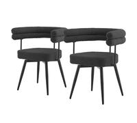 ML-Design Juego de 2 Sillas de Comedor Giratorias 360° Gris Oscuro en Tejido Teddy Asientos Ergonómicos con Reposabrazos y Respaldo Mueble Moderno Tapizado con Patas de Metal, para Oficina, Comedor