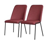 ML-Design Juego de 2X Sillas de Comedor Rojas de Poliéster Tapizado con Patas de Metal Asiento Acolchado con Respaldo Diseño Atemporal Mueble Ergonómico Sillones para Cocina y Sala de Estar
