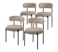 ML-Design Juego de 4 Sillas de Comedor Asientos Tapizados en Tejido Teddy Marrón y Patas de Metal Negro Muebles Ergonómicos Elegantes Sillón de Diseño Moderno para Mesa de Salón, Escritorio o Cocina