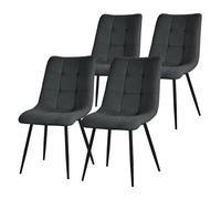 ML-Design Juego de 4 Sillas de Comedor Color Antracita Asiento Acolchado para Cocina o Salón con Funda de Tela y Patas de Acero Negro Sillón Tapizado Suave con Respaldo para Oficina Sala de Estar