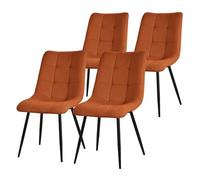 ML-Design Juego de 4 Sillas de Comedor Naranja Asiento Acolchado para Cocina o Salón con Funda de Tela y Patas de Acero Negro Sillón Tapizado Suave con Respaldo para Oficina o Sala de Estar
