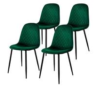 ML-Design Juego de 4X Sillas de Comedor Verde Oscuro con Respaldo Asiento Ergonómico Acolchado Tapizado de Terciopelo con Patas de Metal Sillón Diseño Moderno para Mesa de Salón, Escritorio o Cocina