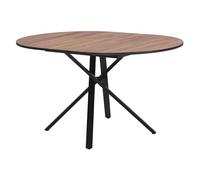 ML-Design Mesa de Comedor Extensible Redonda para 4-6 Personas, Mesa de Cocina Tablero Aspecto Madera Marrón 100-140 x 76 x 100 cm, Patas de Acero en Forma de X, Estilo Industrial Moderno