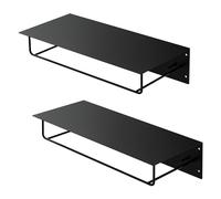 ML-Design Set 2X Percheros de Pared con Barra de Colgar y Estante Flotante para Sombreros 60x30x15 cm Negro Metálico Vestidor o Armario de Pasillo Panel Colgante de Entrada para Chaquetas y Abrigos