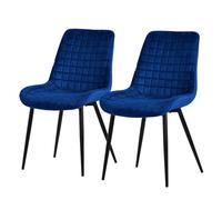 ML-Design Set 2X Sillas de Comedor Azul Oscuro con Respaldo, Asiento Ergonómico Acolchado Tapizado de Terciopelo con Patas de Metal Sillón de Diseño Moderno para Mesa de Salón, Escritorio o Cocina