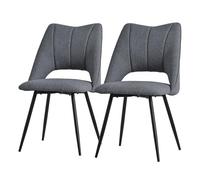 ML-Design Set 2X Sillas de Comedor Color Gris con Respaldo Asiento de Poliéster Tapizado con Patas de Metal Negro Sillónes Ergonómicos de Diseño Moderno para Mesa de Salón, Escritorio o Cocina