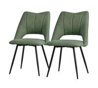 ML-Design Set 2X Sillas de Comedor Color Verde con Respaldo Asiento de Poliéster Tapizado con Patas de Metal Negro Sillónes Ergonómicos de Diseño Moderno para Mesa de Salón, Escritorio o Cocina
