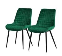 ML-Design Set 2X Sillas de Comedor Verde Oscuro con Respaldo, Asiento Ergonómico Acolchado Tapizado de Terciopelo con Patas de Metal Sillón de Diseño Moderno para Mesa de Salón, Escritorio o Cocina