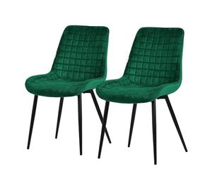ML-Design Set 2X Sillas de Comedor Verde Oscuro con Respaldo, Asiento Ergonómico Acolchado Tapizado de Terciopelo con Patas de Metal Sillón de Diseño Moderno para Mesa de Salón, Escritorio o Cocina