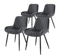 ML-Design Set 4X Sillas de Comedor Antracita Moderno 81 cm Asiento Tapizado de Terciopelo Transpirable y Suave con Patas de Metal Sillón con Respaldo Ergonómico para Salón Oficina Dormitorio Cocina