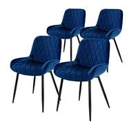 ML-Design Set 4X Sillas de Comedor Azul Moderno 81 cm Asiento Tapizado de Terciopelo Transpirable y Suave con Patas de Metal Sillón con Respaldo Ergonómico para Salón Oficina Dormitorio Cocina