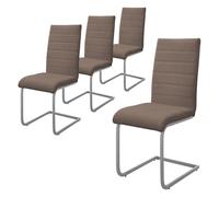 ML-Design Set 4X Sillas de Comedor Basculante con Respaldo Alto Asiento Cantilever Marrón de Polipiel Tapizado con Patas de Metal Sillón Diseño Ergonómico Moderno para Salón, Escritorio o Cocina