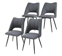 ML-Design Set 4X Sillas de Comedor Color Gris con Respaldo Asiento de Poliéster Tapizado con Patas de Metal Negro Sillónes Ergonómicos de Diseño Moderno para Mesa de Salón, Escritorio o Cocina
