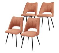 ML-Design Set 4X Sillas de Comedor Color Naranja con Respaldo Asiento de Poliéster Tapizado con Patas de Metal Negro Sillónes Ergonómicos de Diseño Moderno para Mesa de Salón, Escritorio o Cocina