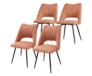 ML-Design Set 4X Sillas de Comedor Color Naranja con Respaldo Asiento de Poliéster Tapizado con Patas de Metal Negro Sillónes Ergonómicos de Diseño Moderno para Mesa de Salón, Escritorio o Cocina