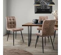 ML-Design Set 4X Sillas de Comedor Marrón con Respaldo, Asiento Ergonómico Acolchado Tapizado de Polipiel con Patas de Metal Sillón de Diseño Moderno para Mesa de Salón, Escritorio o Cocina