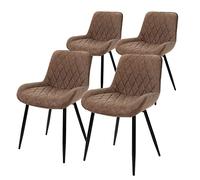 ML-Design Set 4X Sillas de Comedor Marrón Moderno 81 cm Asiento Tapizado de Imitación Cuero Transpirable y Suave con Patas de Metal Sillón con Respaldo Ergonómico para Salón Oficina Dormitorio Cocina