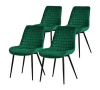 ML-Design Set 4X Sillas de Comedor Verde Oscuro con Respaldo, Asiento Ergonómico Acolchado Tapizado de Terciopelo con Patas de Metal Sillón de Diseño Moderno para Mesa de Salón, Escritorio o Cocina