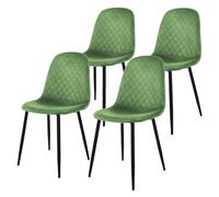 ML-Design Set 4X Sillas de Comedor Verde Salvia con Respaldo, Asiento Ergonómico Acolchado Tapizado de Terciopelo con Patas de Metal Sillón de Diseño Moderno para Mesa de Salón, Escritorio o Cocina