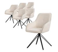 ML-Design Set 6X Silla de Comedor Giratoria con Respaldo y Reposabrazos Asiento Color Crema de Tela Tejida Tapizado con Patas de Metal Sillón Diseño Ergonómico Moderno para Salón/Escritorio/Cocina