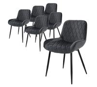 ML-Design Set 6X Sillas de Comedor Antracita Moderno 81 cm Asiento Tapizado de Terciopelo Transpirable y Suave con Patas de Metal Sillón con Respaldo Ergonómico para Salón Oficina Dormitorio Cocina