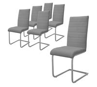 ML-Design Set 6X Sillas de Comedor Basculante con Respaldo Alto Asiento Cantilever Gris de Polipiel Tapizado con Patas de Metal Sillón Diseño Ergonómico Moderno para Salón, Escritorio o Cocina