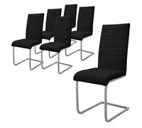 ML-Design Set 6X Sillas de Comedor Basculante con Respaldo Alto Asiento Cantilever Negro de Polipiel Tapizado con Patas de Metal Sillón Diseño Ergonómico Moderno para Salón, Escritorio o Cocina