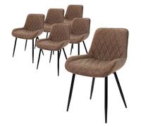 ML-Design Set 6X Sillas de Comedor Marrón Moderno 81 cm Asiento Tapizado de Imitación Cuero Transpirable y Suave con Patas de Metal Sillón con Respaldo Ergonómico para Salón Oficina Dormitorio Cocina