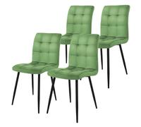ML-Design Set de 4X Sillas de Comedor con Respaldo Asiento Ergonómico Acolchado Tapizado de Terciopelo Verde Salvia con Patas de Metal Sillón de Diseño Moderno para Mesa de Salón, Escritorio o Cocina