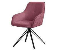 ML-Design Silla de Comedor Giratoria con Respaldo y Reposabrazos Asiento Rosa Antiguo de Tela Tejida Tapizado con Patas de Metal Sillón Diseño Ergonómico Moderno para Salón, Escritorio o Cocina