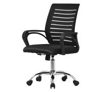ML-Design Silla de Oficina Ergonómica Negra Asiento de Ordernador Escritorio con Resposabrazos y Altura Regulable Tapizado de Malla Respirable, Función Balancín y Giratoria 360° con Ruedas