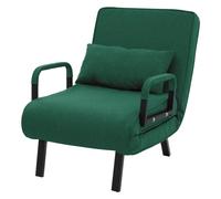 ML-Design Sillón Cama 3en1, Sofá Individual de 1 Plaza, Butaca Plegable con Respaldo Ajustable, Estructura de Acero y Chenilla Verde Oscuro, Silla de Relajación para Invitados, Salón o Dormitorio