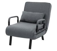 ML-Design Sillón Cama 3en1, Sofá Individual de 1 Plaza, Butaca Plegable con Respaldo Ajustable, Estructura de Acero y Chenilla Antracita, Silla de Relajación para Invitados, Salón o Dormitorio