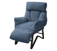 ML-Design Sillón de Relax Reclinable Azul Asiento de Salón con Funda de Lino Butaca de TV Moderno Ajustable con Resposabrazos, Reposapíes, Bolsillos Laterales Sofá Tapizado Individual de Lectura