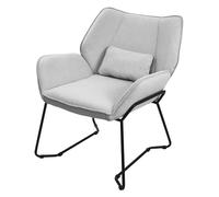 ML-Design Sillón de Salón, Gris Claro Asiento Reclinable de Comedor con Respaldo Extraíble y Reposabrazos Diseño Ergonómico Mueble Tapizado con Funda de Lino y Cojín Taburete con Patas de Metal Negro