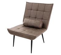 ML-Design Sillón Reclinable Marrón con Cojín Lumbar, Asiento con Revestimiento Cómodo y Suave con Patas de Metal Negro Sofá Individual para TV, Comedor, Salón Diseño Retro Elegante Mueble Tapizado