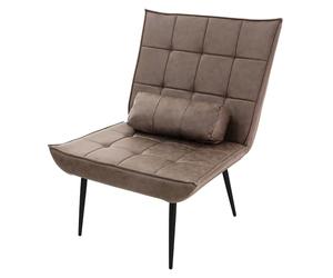 ML-Design Sillón Reclinable Marrón con Cojín Lumbar, Asiento con Revestimiento Cómodo y Suave con Patas de Metal Negro Sofá Individual para TV, Comedor, Salón Diseño Retro Elegante Mueble Tapizado