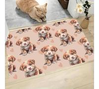 MLSOWM Felpudo Entrada Casa 60x90cm Alfombra Atrapapolvo Amor De Perro Pastor, Alfombrilla Pasillo Antideslizante Cachorrito Adorable Tapete Absorbentes Lavable para una Entrada Limpia, Rosa Claro