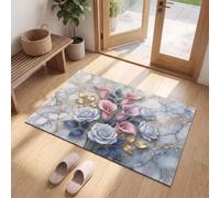 MLSOWM Felpudo Entrada Casa Floral Minimalista De Lujo 90x150cm | Alfombra Salón Lirio Cala Mármol Rosa Antideslizante, Lavable, Suave de Pelo Corto para Dormitorio, Pasillo, Cocina,