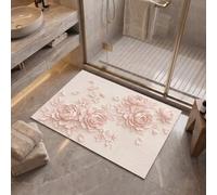 MLSOWM Felpudo Entrada Casa Flores En Relieve 3D, 50x80cm, Rosa Claro | Alfombra Peonía Elegante Antideslizante, Absorbentes, Lavable, Resistente a Las Manchas para Gente Diferente!!
