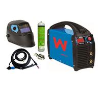 MMA TIG LIFT Mikrotig 170 + pasamontañas LCD 9/13 linterna TIG de válvula + Argon + Regulador + Electrodos MMA + Tungsteno