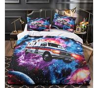 MMDASBVPE Ambulancia Espacial Funda de Edredón Cremallera Oculta Suave 3 Piezas Diseño 3D con Fundas de Almohada Lavables Diseño cósmico de Ciencia ficción Funda Edredon for Familia Single（140x200cm）