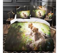 MMDASBVPE Cachorros de Guepardo Funda de Edredón Suave 3 Piezas Estampado 3D Cierre de Incluye Fundas de Almohada Lavables Fotografía de Vida Silvestre_1 Funda Edredon for Familia Single（135x200cm）