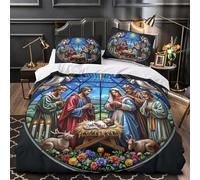 MMDASBVPE Edredón navideño Funda de Edredón Suave 3 Piezas Estampado 3D Cierre de Cremallera Oculta Incluye Fundas de Almohada Lavables Patchwork Festivo Funda Edredon for Familia Double（200x200cm）