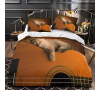 MMDASBVPE Gatito durmiendo Funda de Edredón Diseño 3D Suave 3 Piezas Cremallera Oculta con Fundas de Almohada Antibacteriana Fotografía de Animales Lindos Funda Edredon for Familia Single（135x200cm）