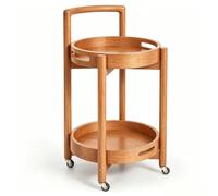 MMleYN Carrito De Servicio De Madera con Ruedas, Camarera De Cocina con Bandeja Extraíble | Carrito De Bebidas Multifuncional para Comedor Salón