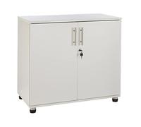 MMT Armario Blanco para Oficina En Casa, Armario Multiusos con Estanteria con Puertas, Archivador De Documentos con Bloqueo De Llave, 2 Estantes, 80cm x 40cm x 75cm, Madera Blanca (Moderno, White)